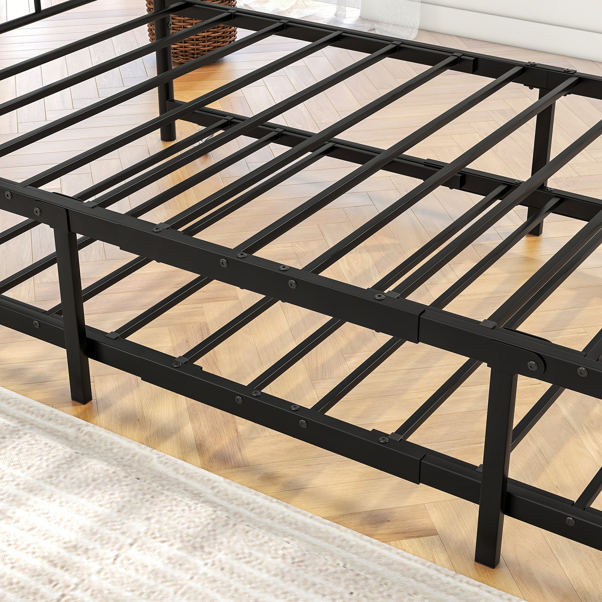 Metal Daybed Frame Twin Size Platform With Trundleno Box Spring Needed Black Box Spring Not Required Twin Black Metal Bedroom Metal