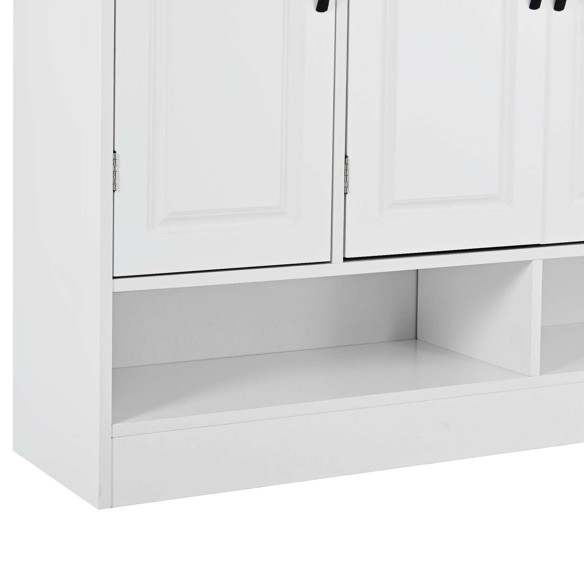 Sleek And Modern Shoe Cabinet With Adjustable Shelves, Minimalist Shoe Storage Organizer With Sturdy Top Surface, Space Saving Design Side Board For Various Sizes Of Items, White Square 3 4 Spaces White Primary Living Space Shelves Included Particle