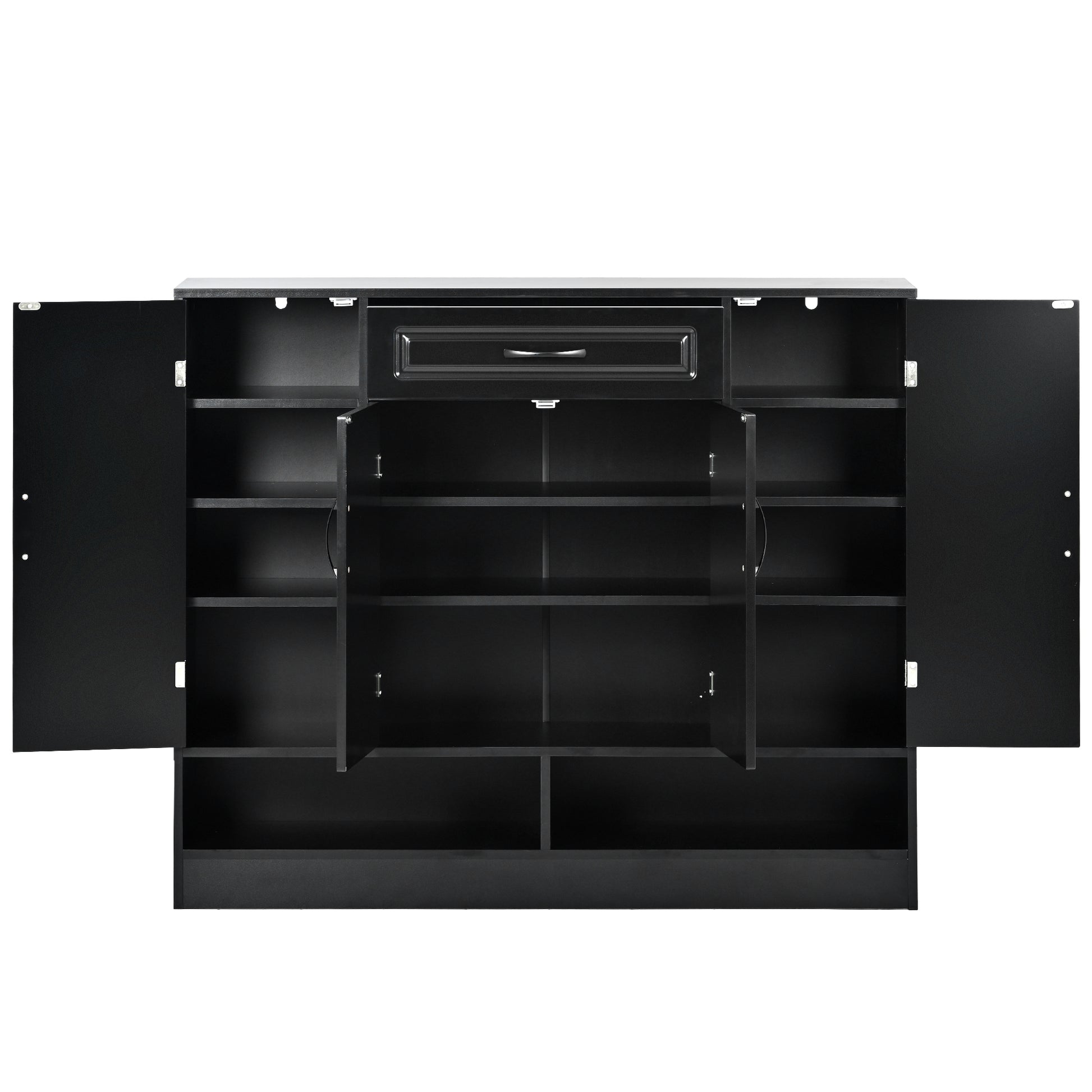 Sleek And Modern Shoe Cabinet With Adjustable Shelves, Minimalist Shoe Storage Organizer With Sturdy Top Surface, Space Saving Design Side Board For Various Sizes Of Items, Black Square 3 4 Spaces Black Primary Living Space Shelves Included Particle