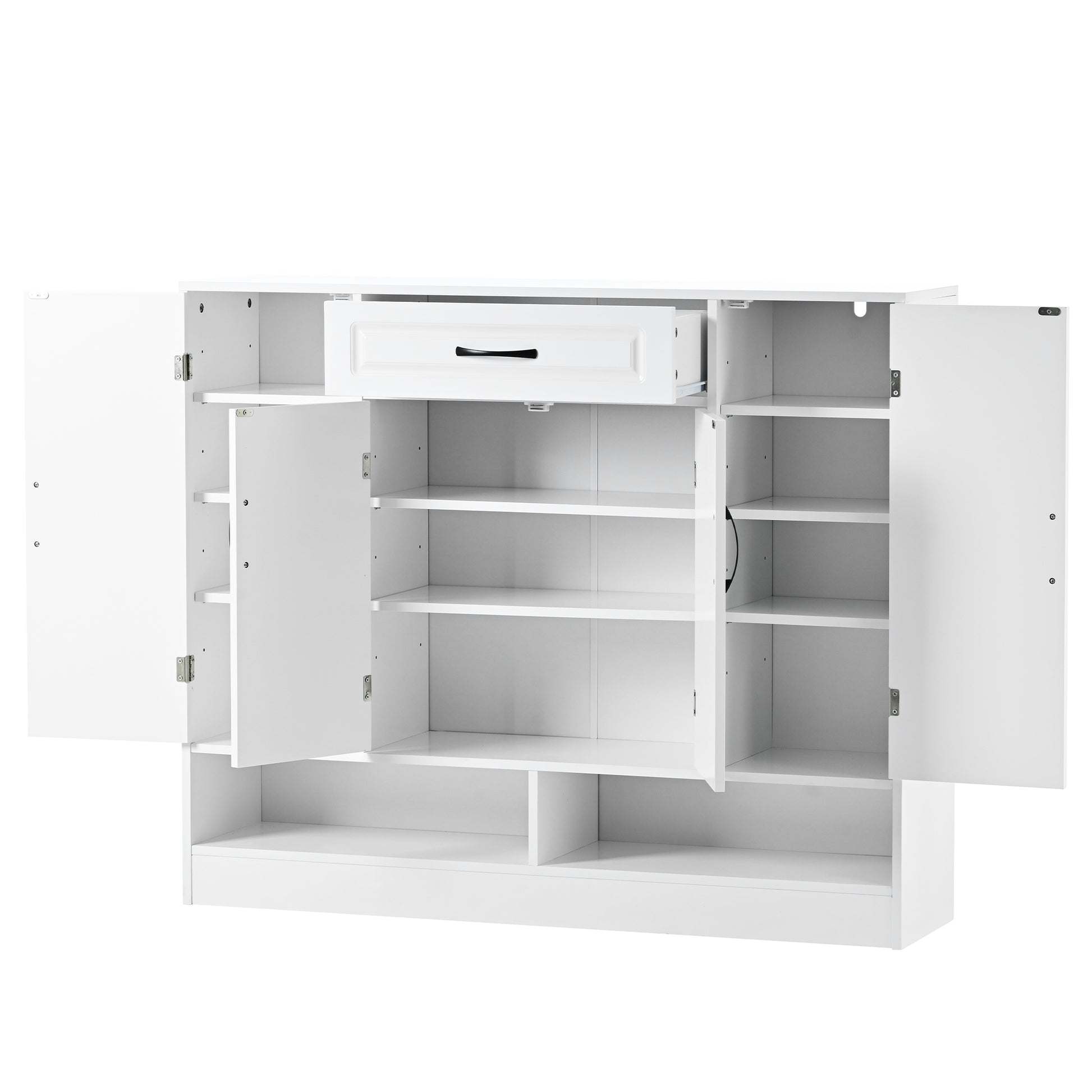 Sleek And Modern Shoe Cabinet With Adjustable Shelves, Minimalist Shoe Storage Organizer With Sturdy Top Surface, Space Saving Design Side Board For Various Sizes Of Items, White Square 3 4 Spaces White Primary Living Space Shelves Included Particle