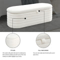 Video Welike Length 45.5 Inchesstorage Ottoman Bench Upholstered Fabric Storage Bench End Of Bed Stool With Safety Hinge For Bedroom, Living Room, Entryway,Teddy White Ivory Ivory Foam Fabric