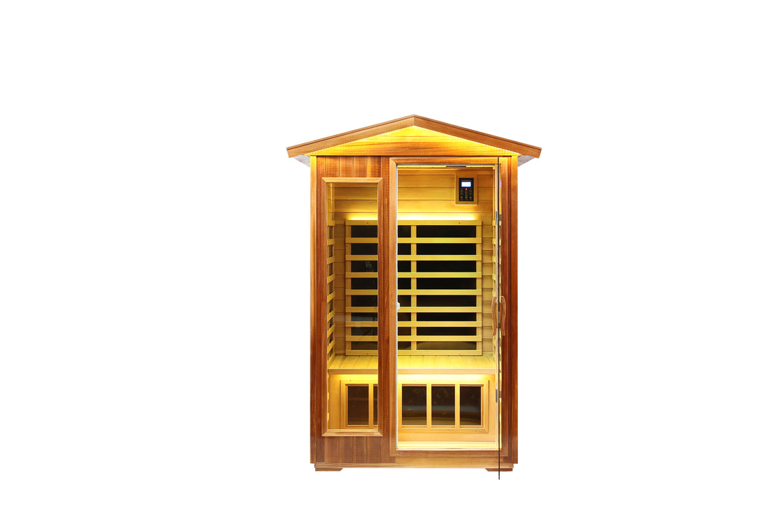 Two Person Far Infrared Outdoor Sauna Natural Wood Solid Wood