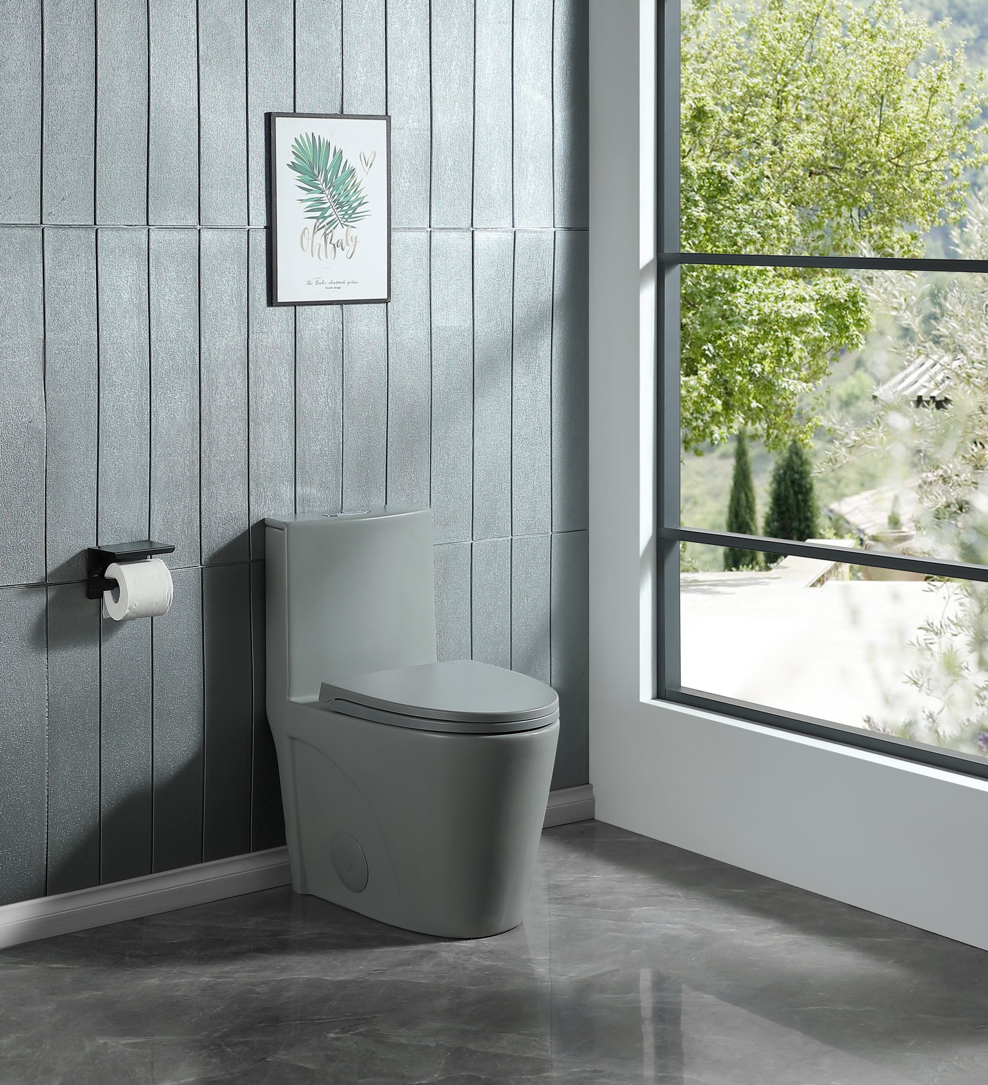 Slate Gray Elegance Toilet Lid Cover 23t01 Lgp04