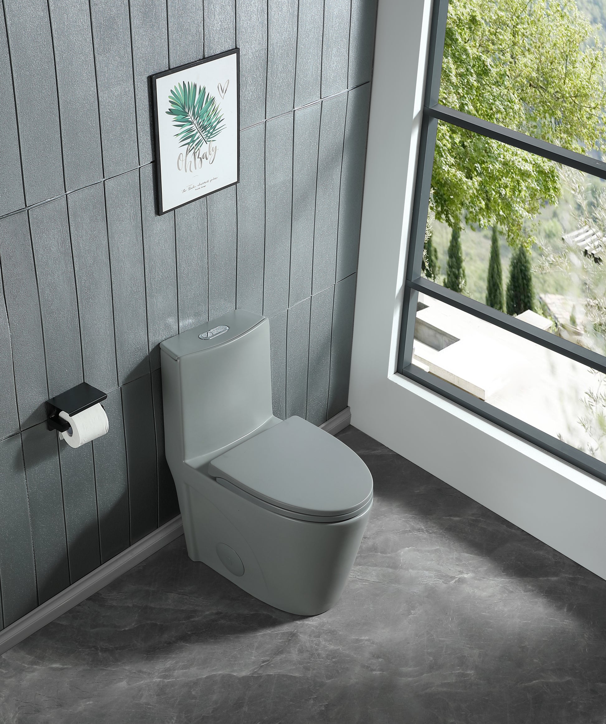 black toilet seat cover 23T01 LGP01 light gray-acrylic