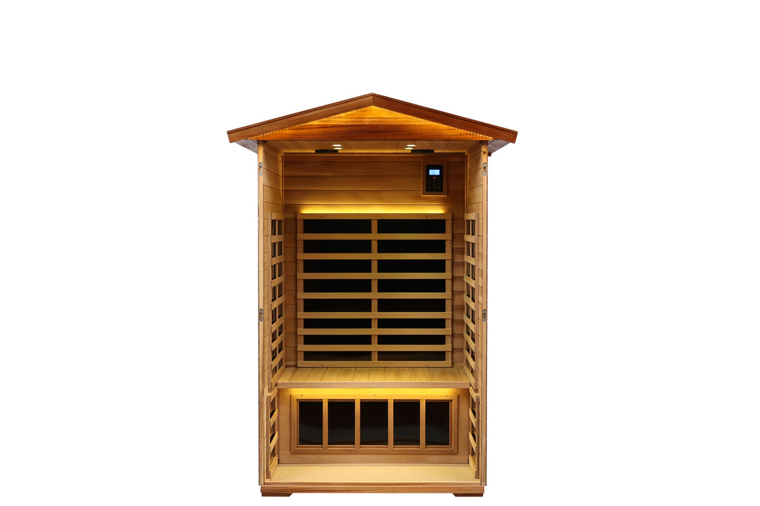 Two Person Far Infrared Outdoor Sauna Natural Wood Solid Wood