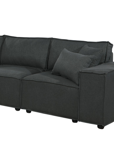 Jenson 99" Modular Sectional Sofa In Dark Gray Linen Dark Gray Linen