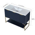 48 Inch Freestanding Bathroom Vanity With Resin Basin,48X18 Navy Blue Freestanding Plywood