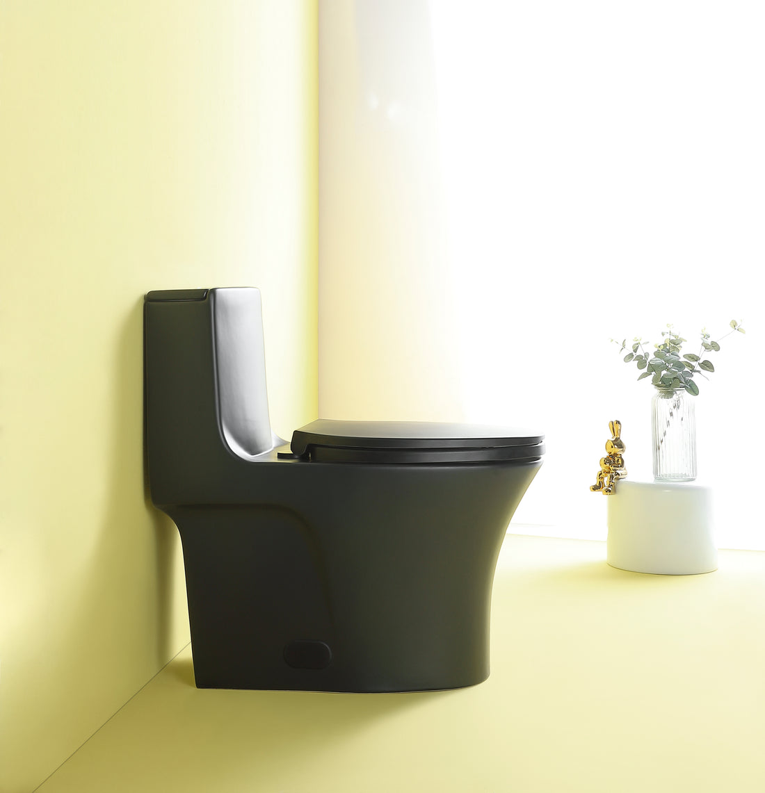 1.1 1.60 Gpf Dual Flush One Piece Toilet, Water Saving Elongated Comfort Height Floor Mounted, Soft Closing Seat, 1000 Gram Map Flushing Score Toilet, Matte Black 23T02 Mb Matt Black Ceramic