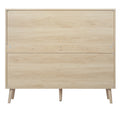 Natural Rattan 4 Door Shoe Rack, Freestanding Modern Shoe Storage Cabinet, For Entryway Natural Particle Board