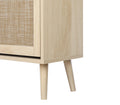 Natural Rattan 4 Door Shoe Rack, Freestanding Modern Shoe Storage Cabinet, For Entryway Natural Particle Board