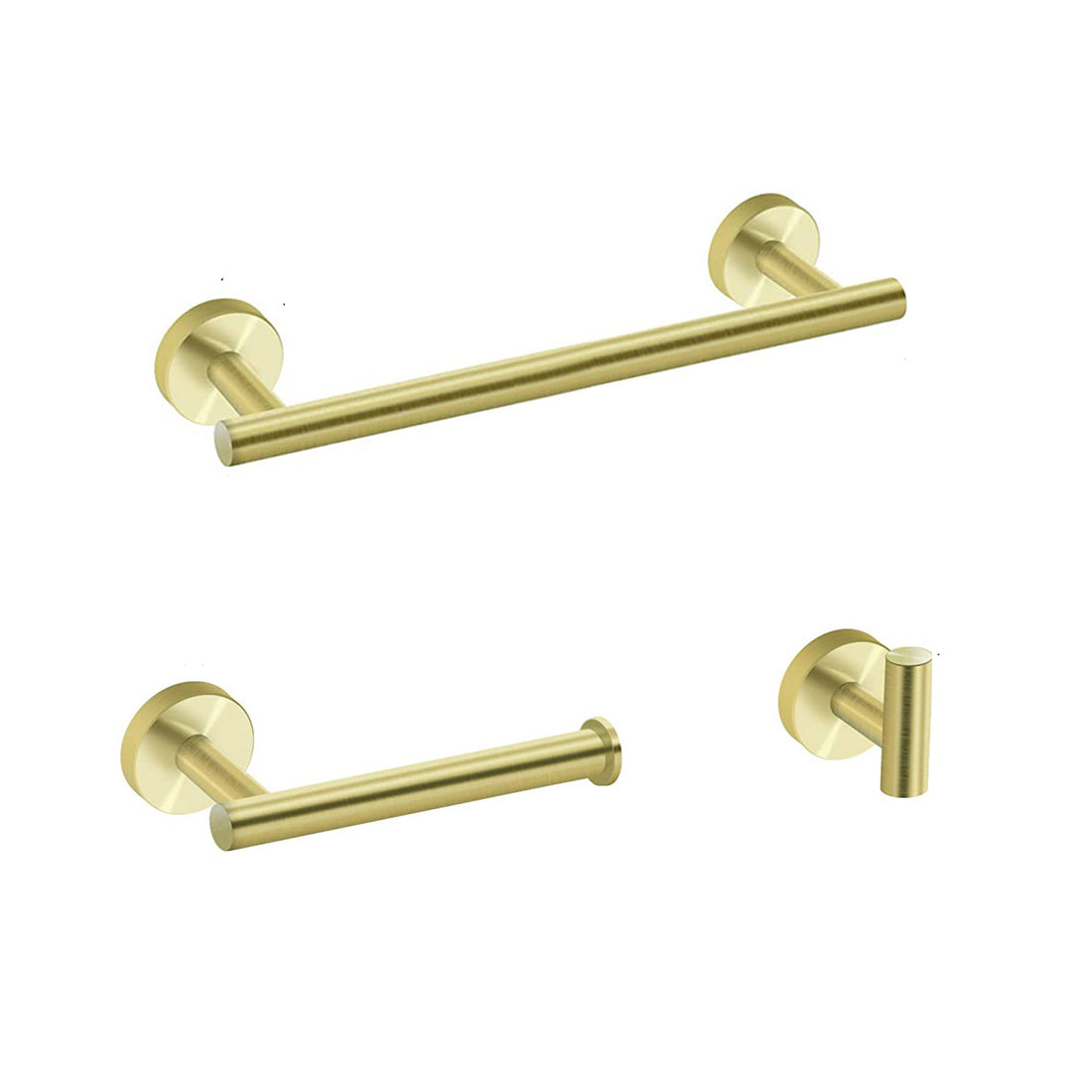 3 Piece Bathroom Hardware Set Brushed Gold Stainless Steel