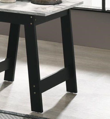 Kenzo 19" Black End Table With Faux Marble Top Finish Black Particle Board