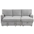 Upholstery Sleeper Sectional Sofa With Storage Space, Usb Port, 2 Cup Holders On Back Cushions Same Sku Wy000335Aae Gray Wood Square Arms Polyester 3 Seat