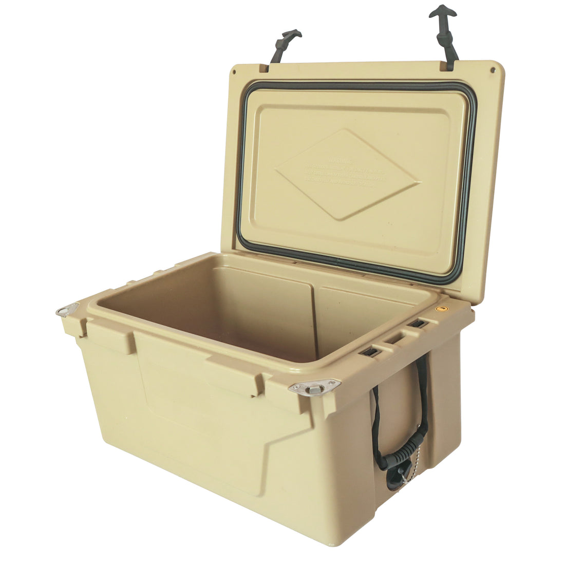 Khaki Color Ice Cooler Box 65Qt Camping Ice Chest Beer Box Outdoor Fishing Cooler Khaki Abs Plastic