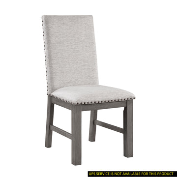 Dining Chairs 2Pc Set Beige Fabric Upholstered Seat And Back Trim Gray Finish Wood Frame Rustic Design Dining Furniture Beige Dining Room Modern Side Chair Wood