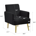 Reading Armchair Living Room Comfy Accent Chairs, Bedroom Chairs For Office Bedroom With Arm Rest, Lounge Chair For Office And Study Black Velvet