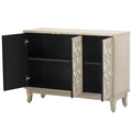 Sideboard With Glass Doors, 3 Door Mirrored Buffet Cabinet With Silver Handle For Living Room, Hallway, Dining Room Champagne Gold Champagne Mdf