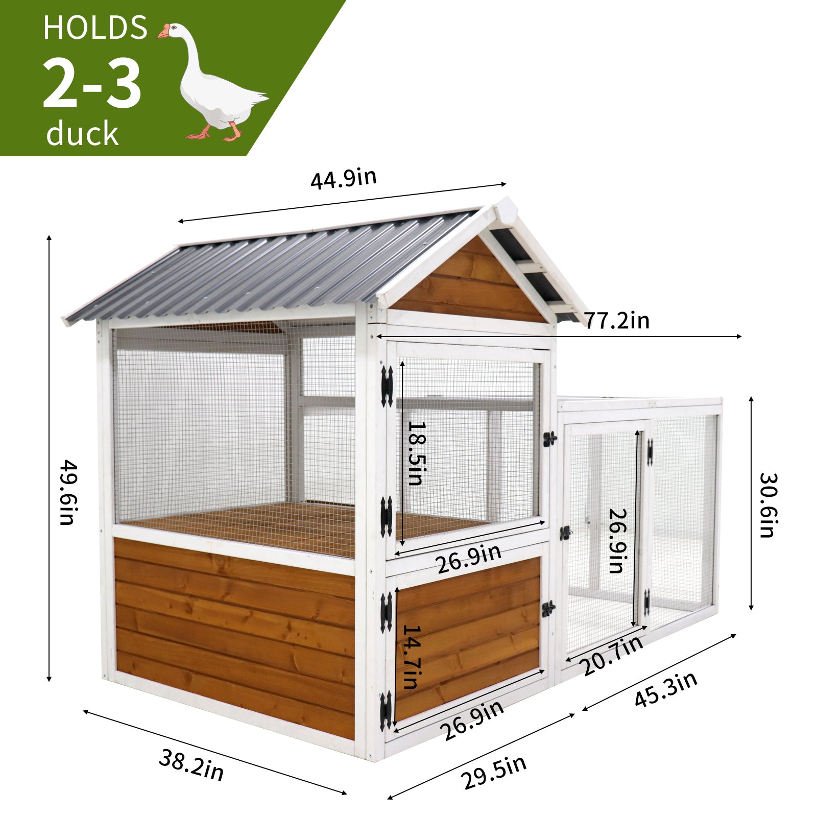 77"Large Outdoor Chicken Coop Wooden Chicken Coop, Duck Coop With Nest Box, Bird Cage, Rabbit Cage Waterproof Pvc Board Yellow Brown Gradient 80 L Yellow Brown Solid Wood