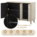 Sideboard With Glass Doors, 3 Door Mirrored Buffet Cabinet With Silver Handle For Living Room, Hallway, Dining Room Champagne Gold Champagne Mdf