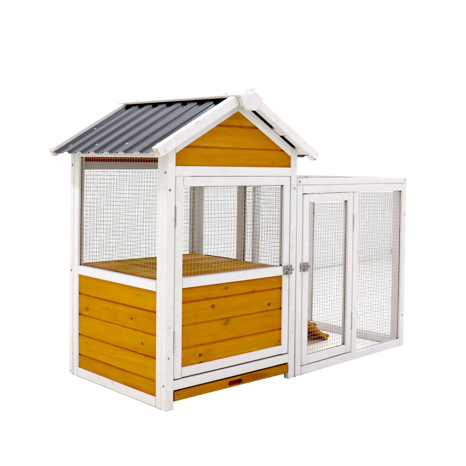 Large Outdoor Chicken Coop Wooden Chicken Coop, Duck Coop With Nest Box, Bird Cage, Rabbit Cage Waterproof Pvc Board Yellow Brown Gradient 80 Yellow Brown Solid Wood