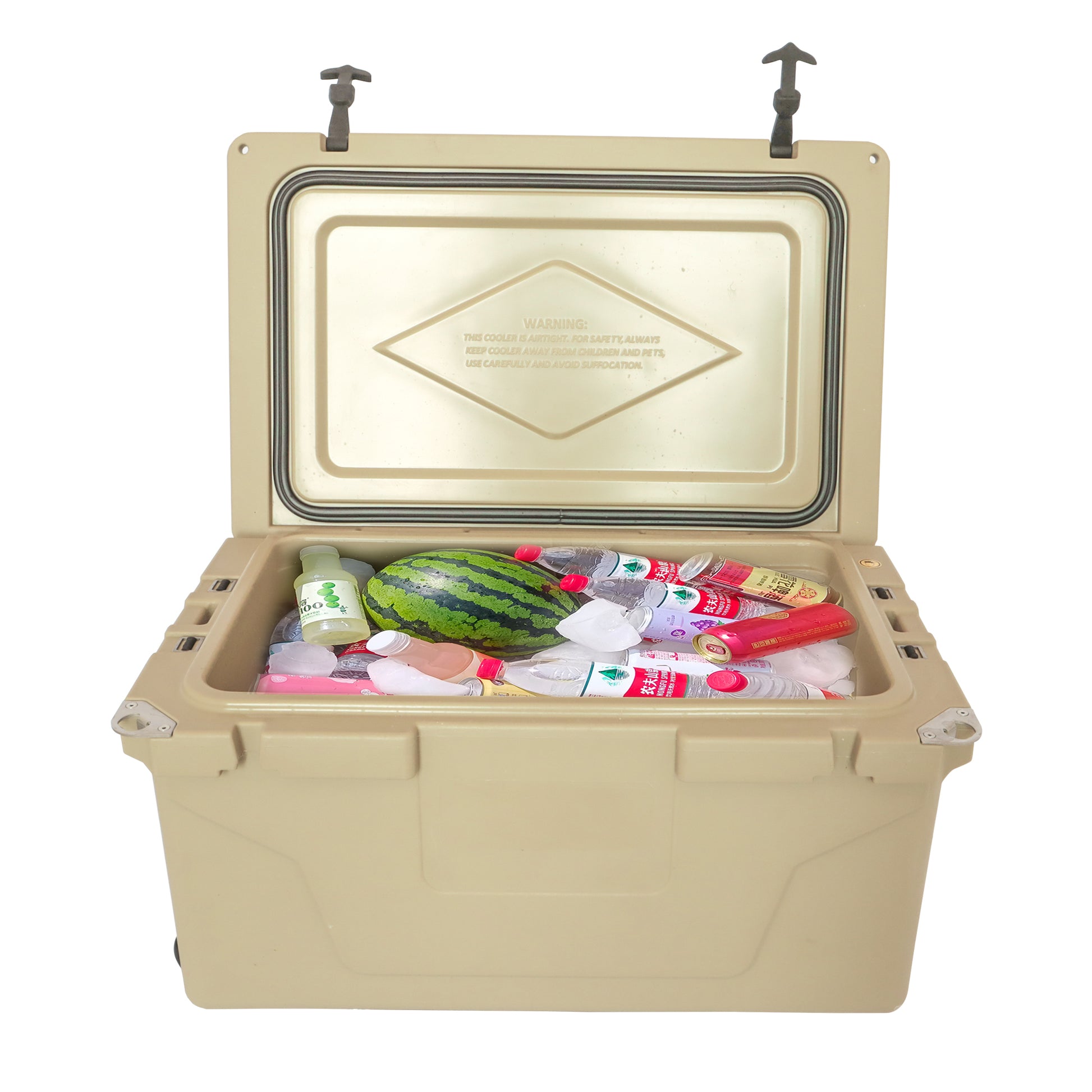 Khaki Color Ice Cooler Box 65Qt Camping Ice Chest Beer Box Outdoor Fis