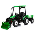 24V Kids 3In1 Ride On Tractor, Pedal Tractors With Working Loader And Backhoe Digger, Kids' Ride On Car Toys, Battery Powered Electric Vehicles With Trailer, Digger For Toddlers Green Green Plastic