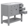 36'' Bathroom Vanity with Top Sink, Modern Bathroom 4+-grey-2-1-soft close