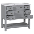 36'' Bathroom Vanity with Top Sink, Modern Bathroom 4+-grey-2-1-soft close