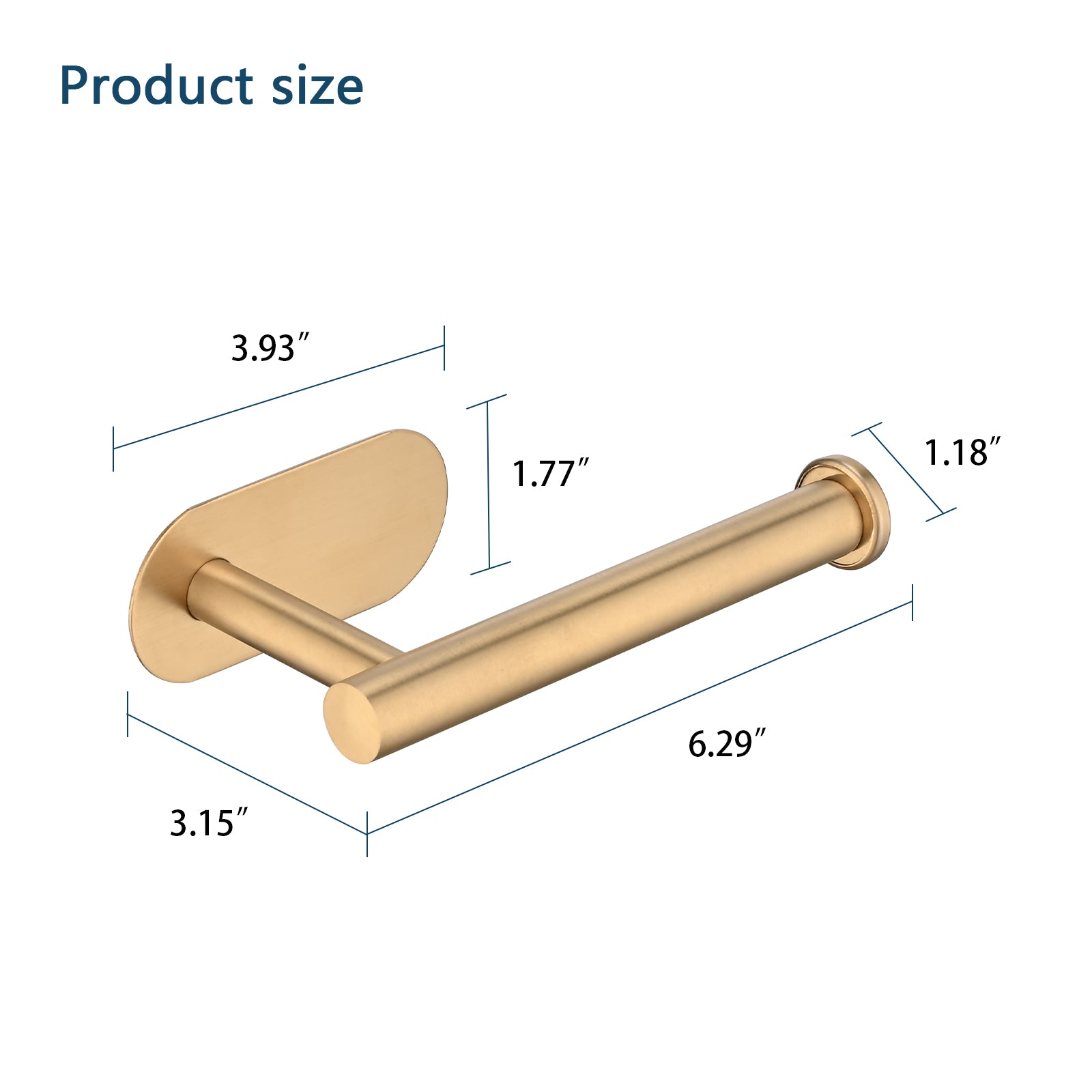 Toilet Paper Holder Self Adhesive, Stainless Steel Rustproof Adhesive Toilet Roll Holder No Drilling Brushed Gold Stainless Steel