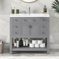 36'' Bathroom Vanity with Top Sink, Modern Bathroom 4+-grey-2-1-soft close