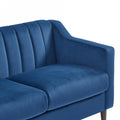 Modern Chesterfield Sofa Couch, Comfortable Upholstered Sofa With Velvet Fabric And Wooden Frame And Wood Legs For Living Room Bedroom Office Blue 3 Seats Blue Fabric