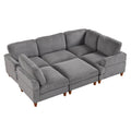 Modular Sectional Sofa With Ottoman L Shaped Corner Sectional For Living Room, Office, Spacious Space Same Sku: Wy000336Aae Gray Polyester Wood Primary Living Space Polyester 6 Seat