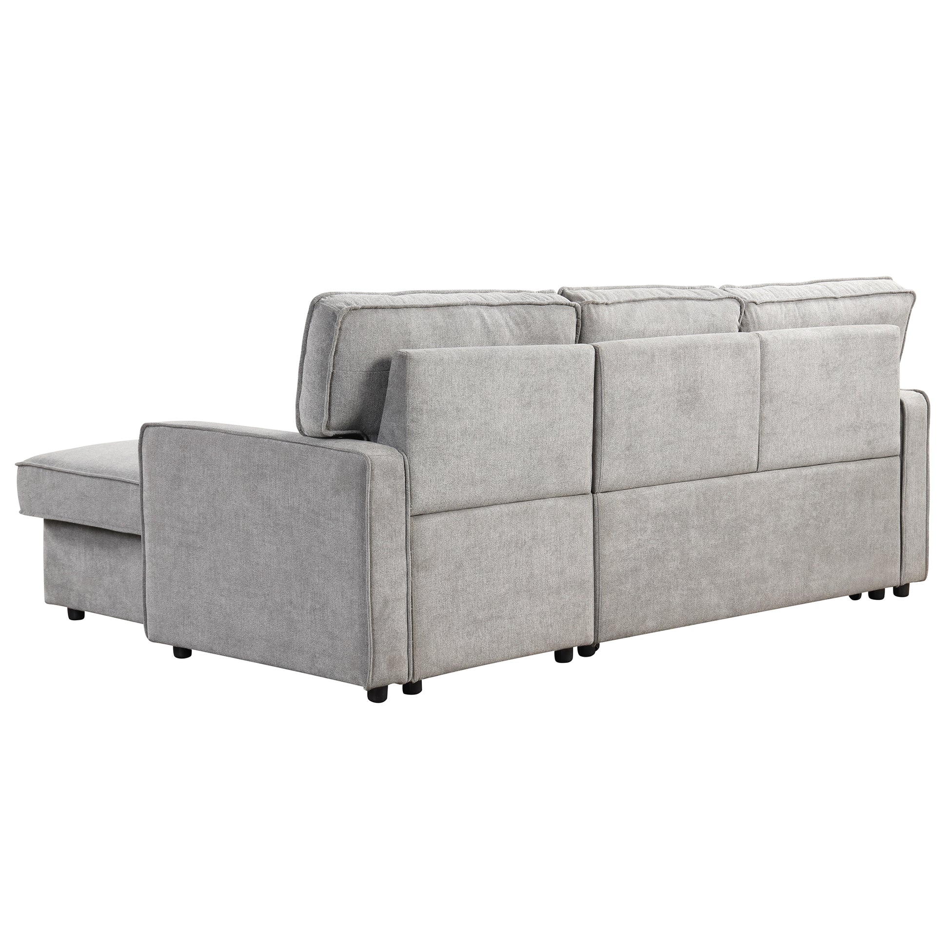 Upholstery Sleeper Sectional Sofa With Storage Space, Usb Port, 2 Cup Holders On Back Cushions Same Sku Wy000335Aae Gray Wood Square Arms Polyester 3 Seat