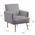 Reading Armchair Living Room Comfy Accent Chairs, Bedroom Chairs For Office Bedroom With Arm Rest, Lounge Chair For Office And Study Gray Velvet