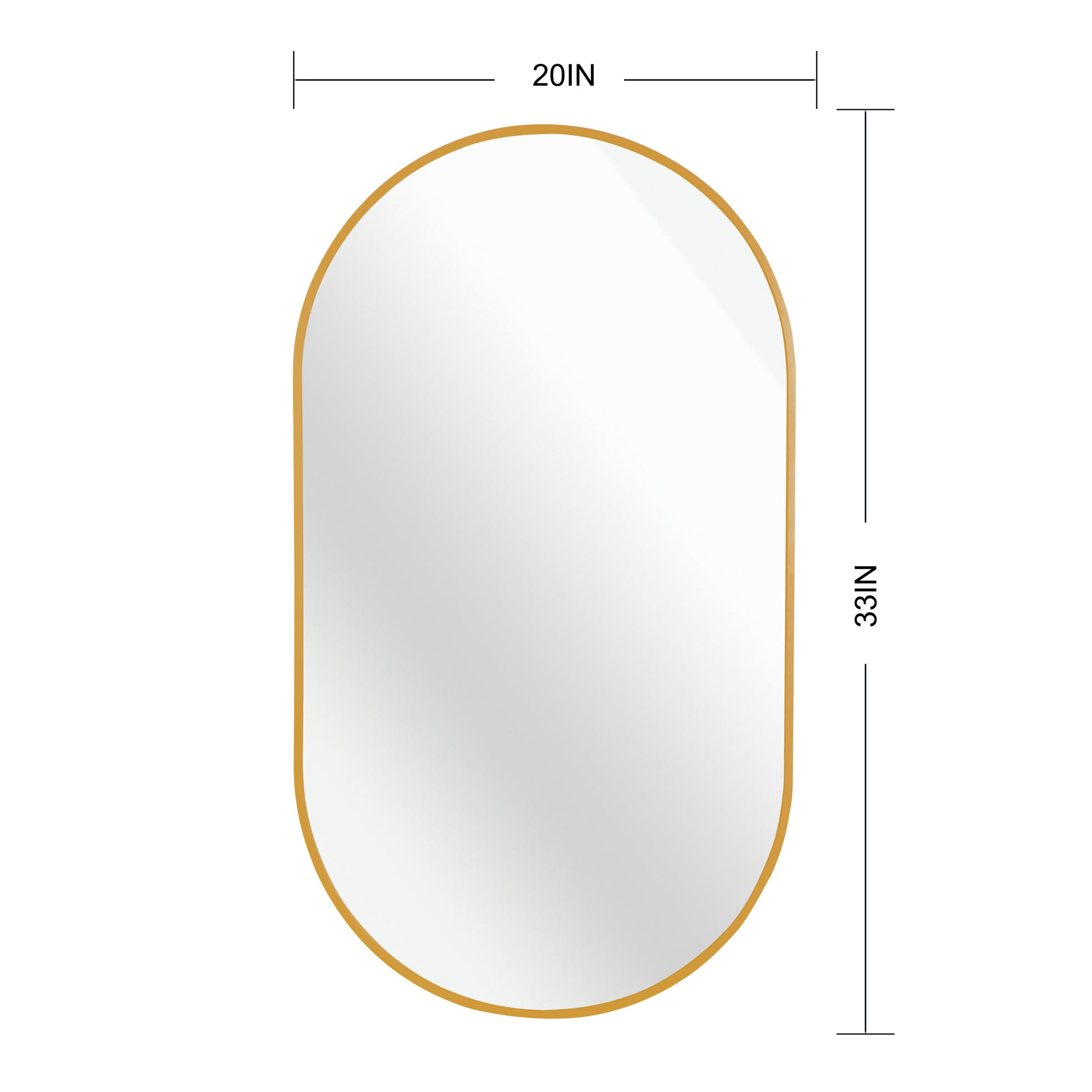 Gold 20*33IN Pill Shaped Mirror gold-modern-mdf+glass-aluminium alloy