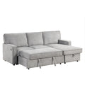 Upholstery Sleeper Sectional Sofa With Storage Space, Usb Port, 2 Cup Holders On Back Cushions Same Sku Wy000335Aae Gray Wood Square Arms Polyester 3 Seat