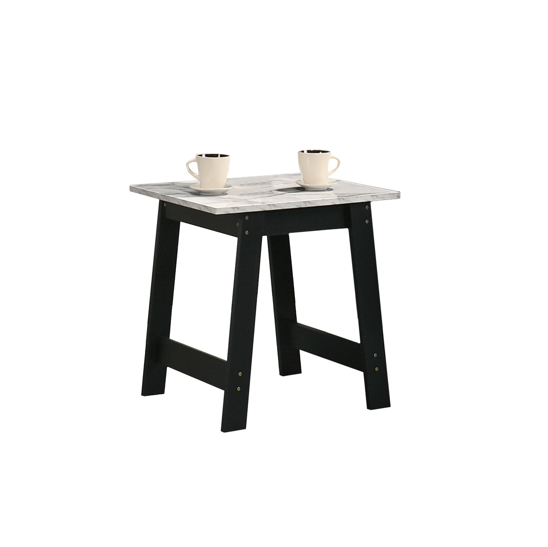 Kenzo 19" Black End Table With Faux Marble Top Finish Black Particle Board