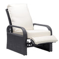 Outdoor Garden Recliner, Automatic Adjustable Wicker Lounge Recliner Chair With Comfy Thicken Cushion, All Weather Aluminum Frame, Grey Wicker Beige Cushion Yes Lounge Gray Beige Rust Resistant Frame Fade Resistant Cushion Garden & Outdoor Classic