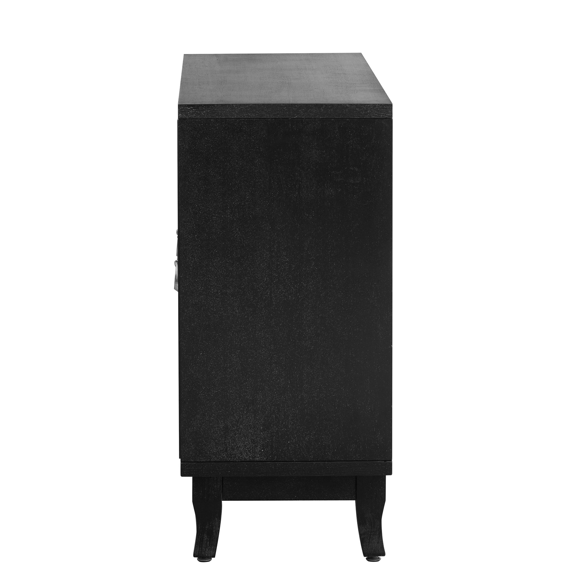 Sideboard With Glass Doors, 3 Door Mirrored Buffet Cabinet With Silver Handle For Living Room, Hallway, Dining Room Black Black Mdf