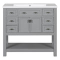 36'' Bathroom Vanity with Top Sink, Modern Bathroom 4+-grey-2-1-soft close