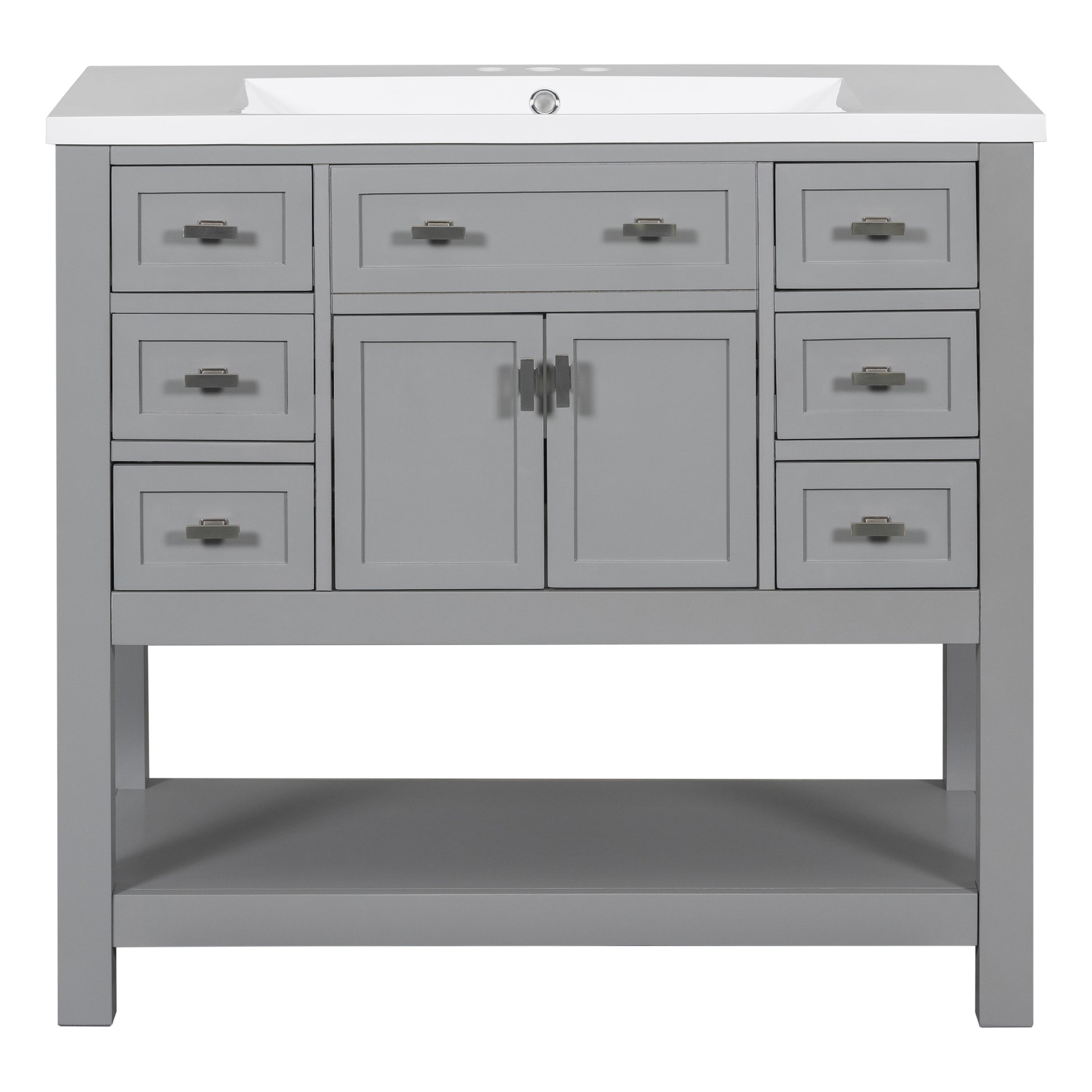 36'' Bathroom Vanity with Top Sink, Modern Bathroom 4+-grey-2-1-soft close