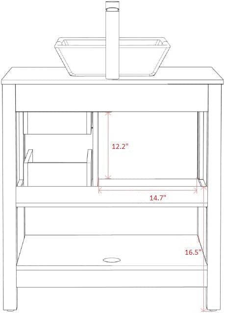 30" Gray Bathroom Vanity And Sink Combo Marble Pattern Top W Mirror Faucet&Drain Gray Mdf