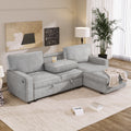 Upholstery Sleeper Sectional Sofa With Storage Space, Usb Port, 2 Cup Holders On Back Cushions Same Sku Wy000335Aae Gray Wood Square Arms Polyester 3 Seat