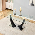 Large Modern Minimalist Rectangular Glass Dining Table For 6 8 With 0.4