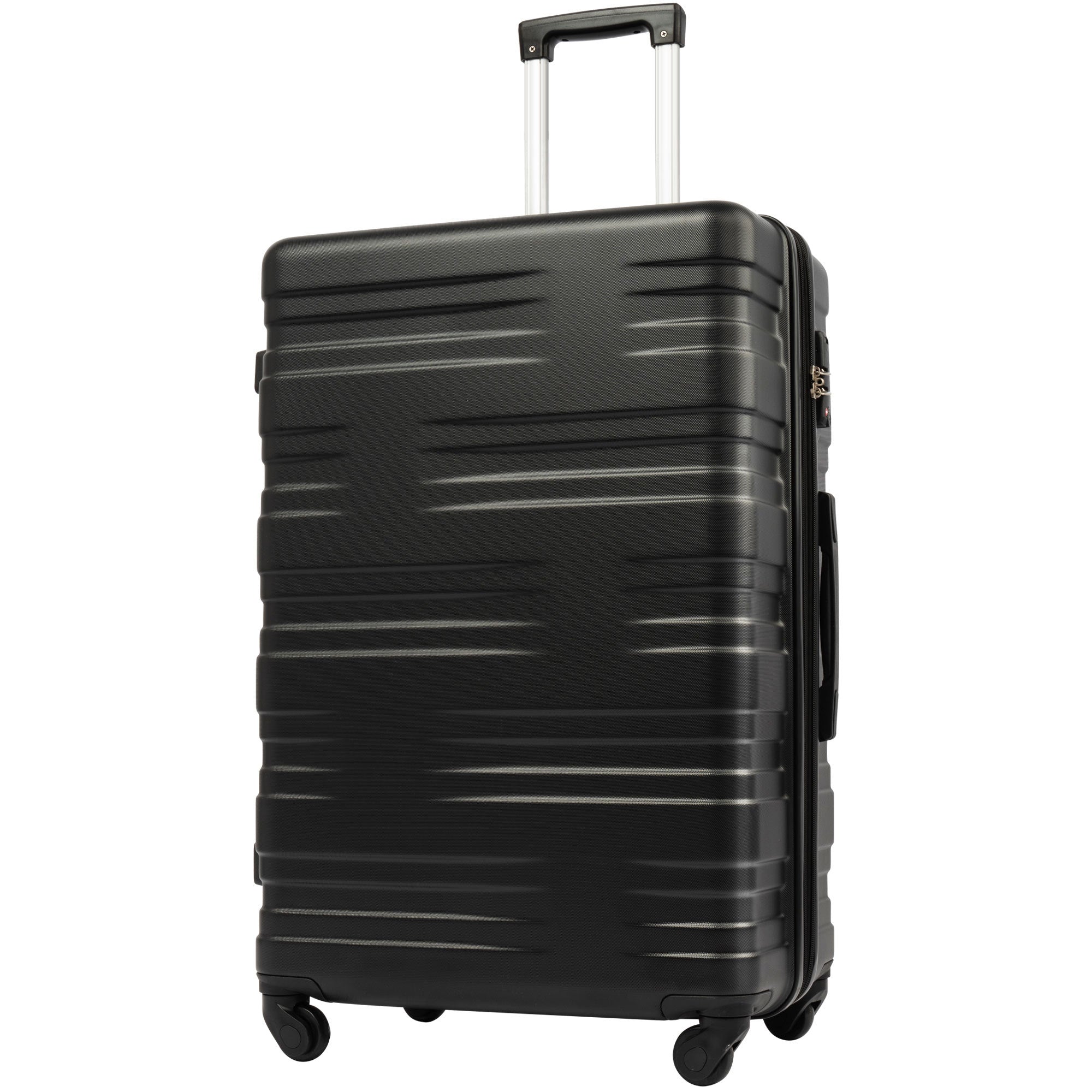 Luggage With Tsa Lock Spinner Wheels Hardside Expandable Luggage Travel Suitcase Check In Luggage Abs 24" Black Abs