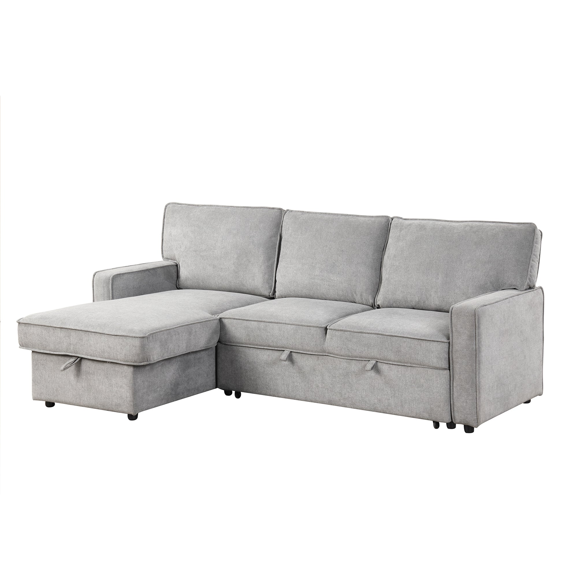 Upholstery Sleeper Sectional Sofa With Storage Space, Usb Port, 2 Cup Holders On Back Cushions Same Sku Wy000335Aae Gray Wood Square Arms Polyester 3 Seat