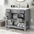 36'' Bathroom Vanity with Top Sink, Modern Bathroom 4+-grey-2-1-soft close