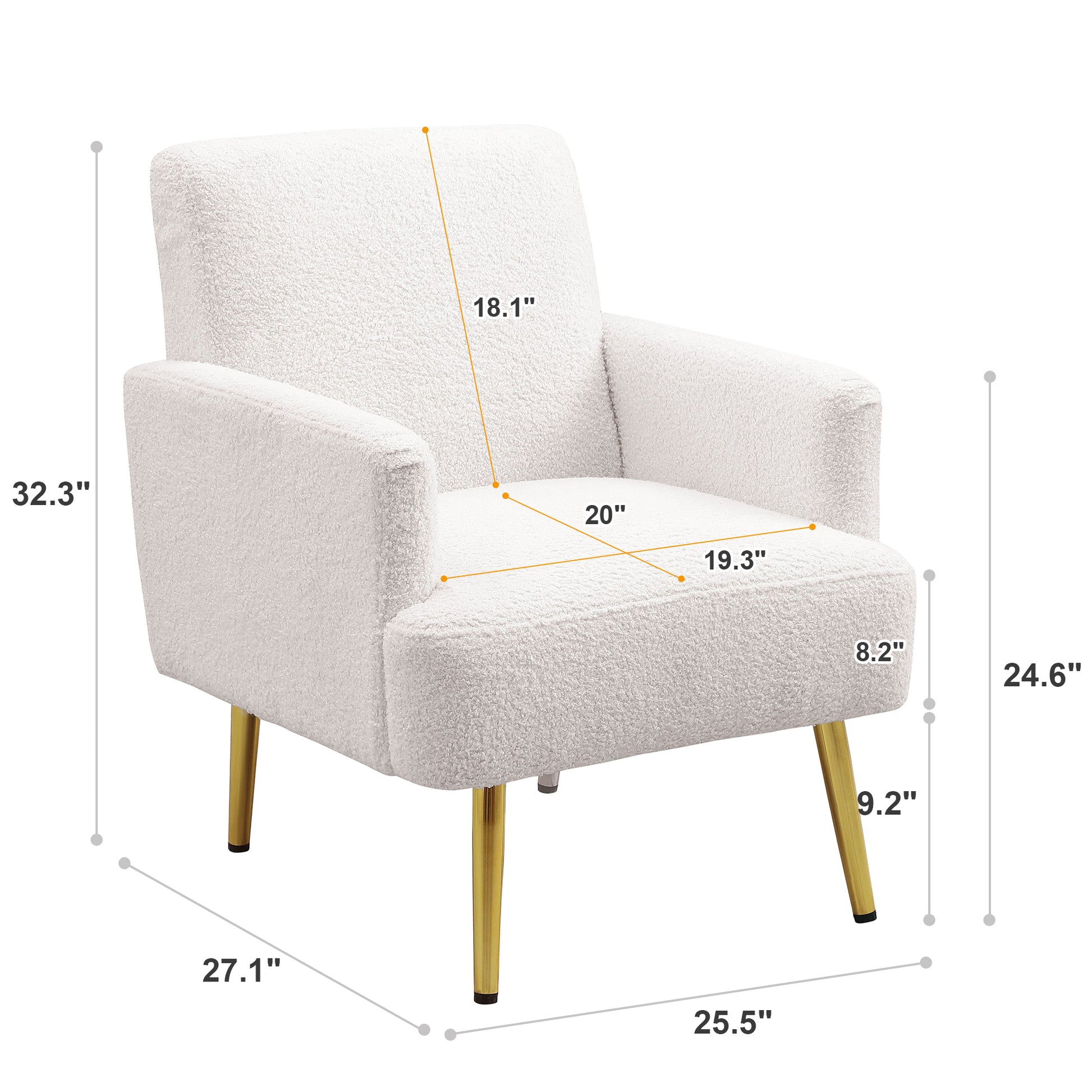 Reading Armchair Living Room Comfy Accent Chairs, Bedroom Chairs For Office Bedroom With Arm Rest, Lounge Chair For Office And Study Beige Fabric