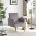 Reading Armchair Living Room Comfy Accent Chairs, Bedroom Chairs For Office Bedroom With Arm Rest, Lounge Chair For Office And Study Gray Velvet