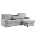 Upholstery Sleeper Sectional Sofa With Storage Space, Usb Port, 2 Cup Holders On Back Cushions Same Sku Wy000335Aae Gray Wood Square Arms Polyester 3 Seat